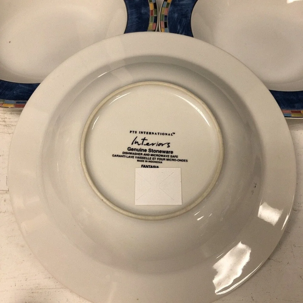 6 Pc PTS INTERNATIONAL INTERIORS FANTASIA Stoneware 3 Soup Bowl + 3 Dessert‎